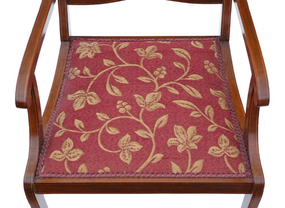 Pair of inlaid mahogany elbow chairs View IX