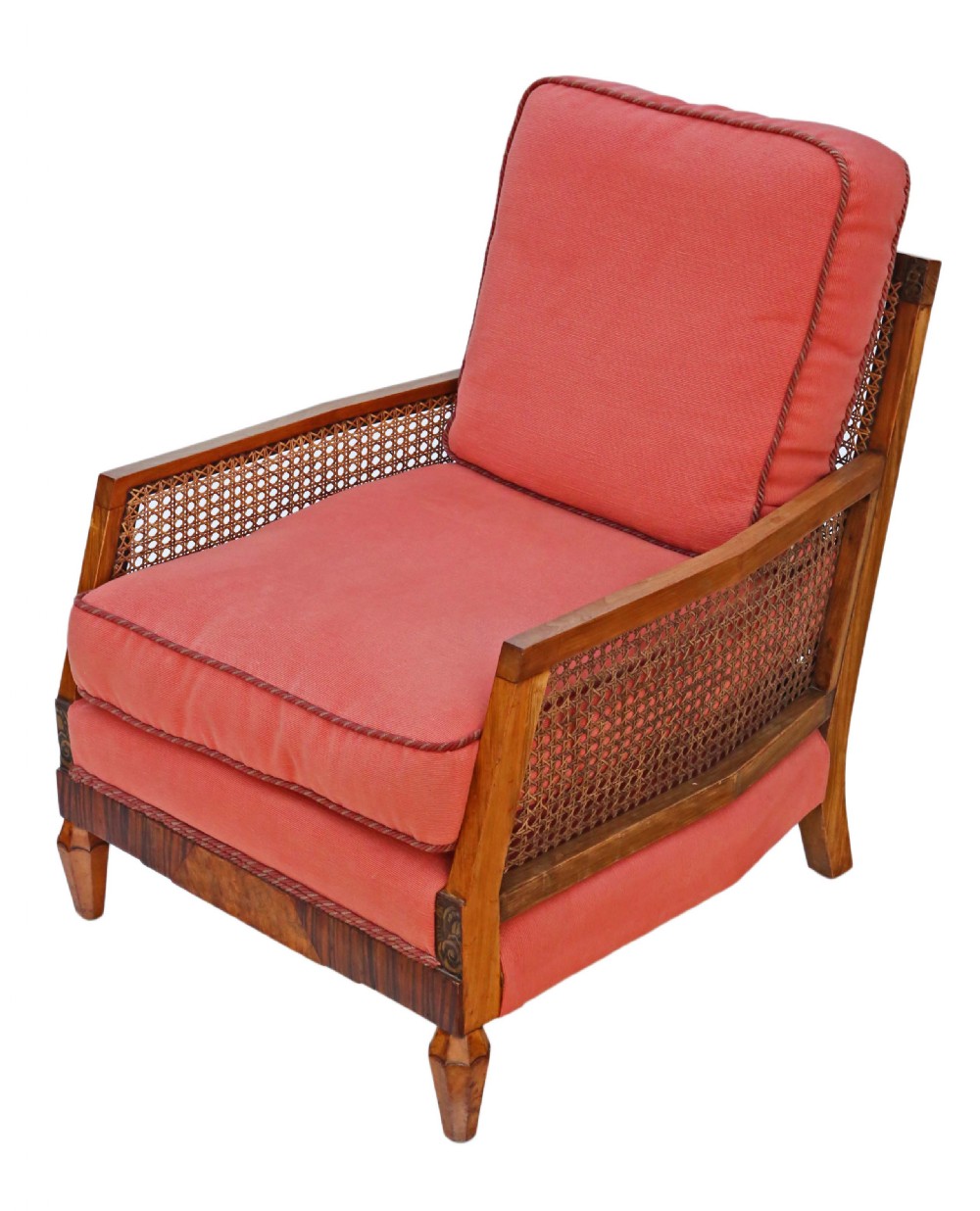 Art Deco burr walnut & Rosewood Bergere armchair View II