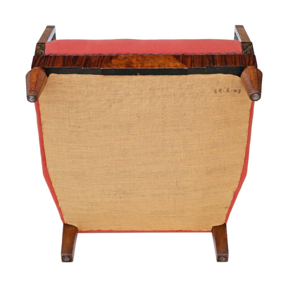 Art Deco burr walnut & Rosewood Bergere armchair View IX