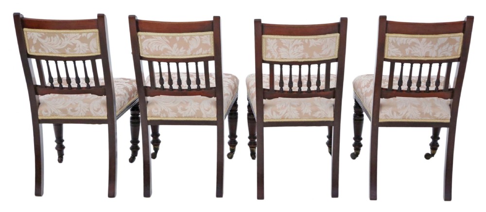 Set of 4 Victorian walnut dining chairs View II