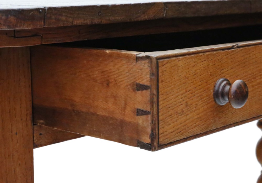 Victorian C1880 elm kitchen dining table View III