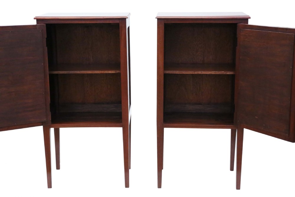 Pair of Edwardian inlaid bedside tables  View VI