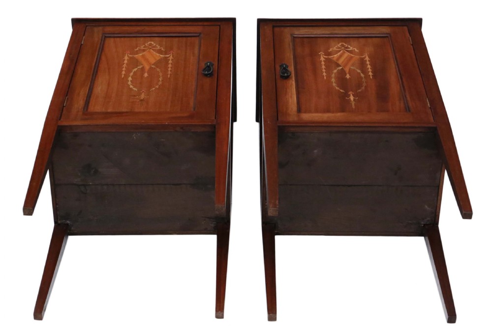 Pair of Edwardian inlaid bedside tables  View VIII