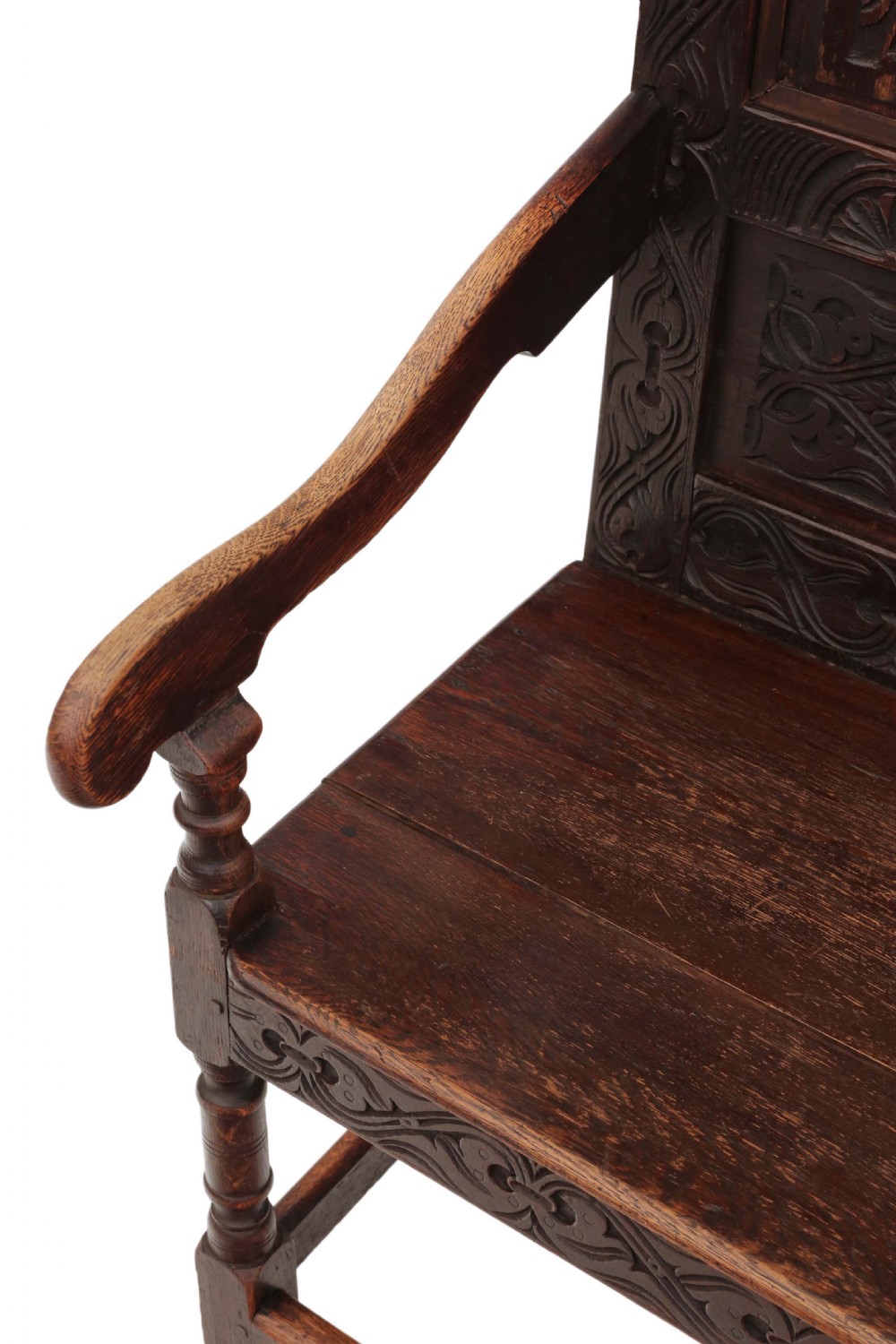 Georgian carved oak settle bench View V