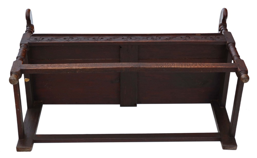Georgian carved oak settle bench View VII
