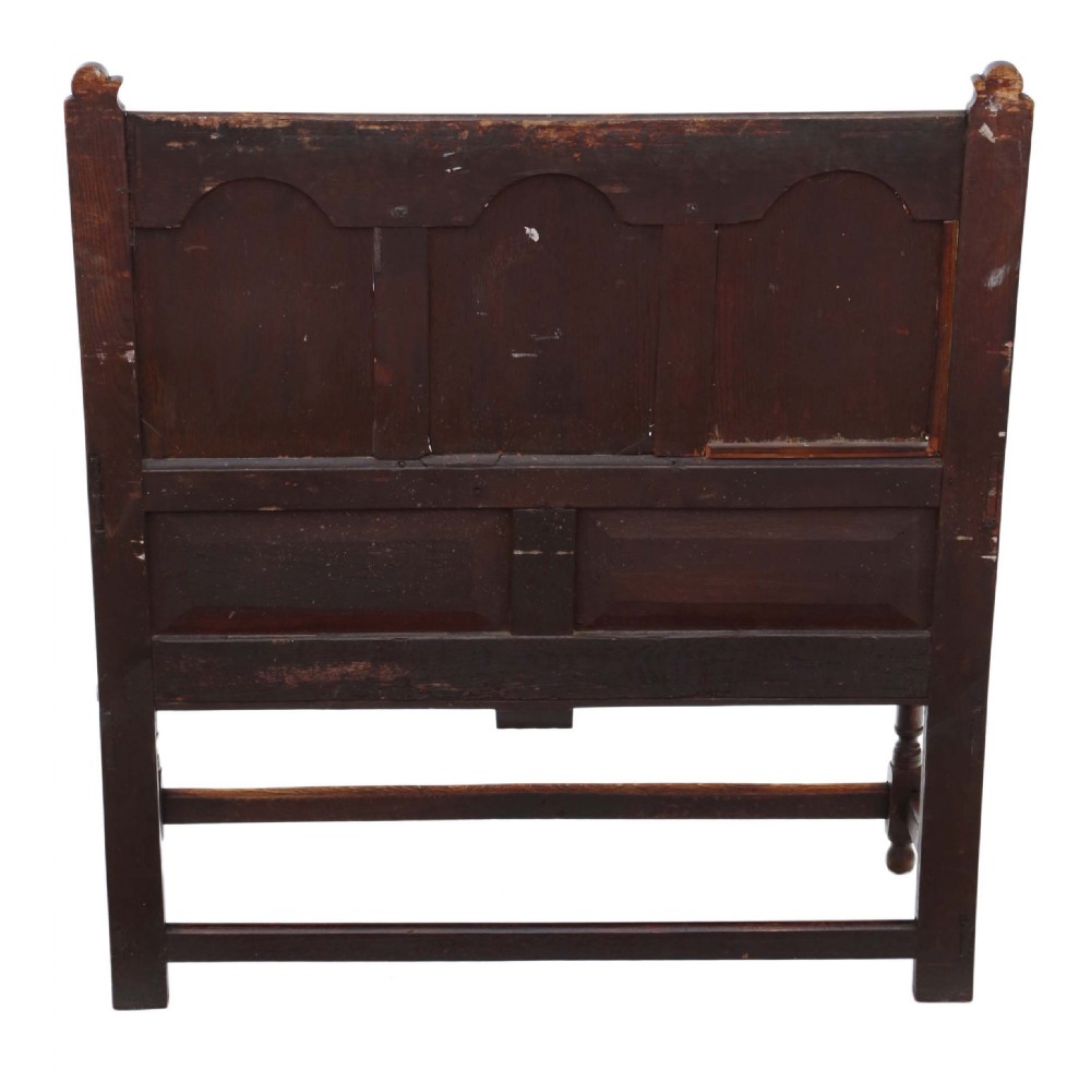 Georgian carved oak settle bench View VIII
