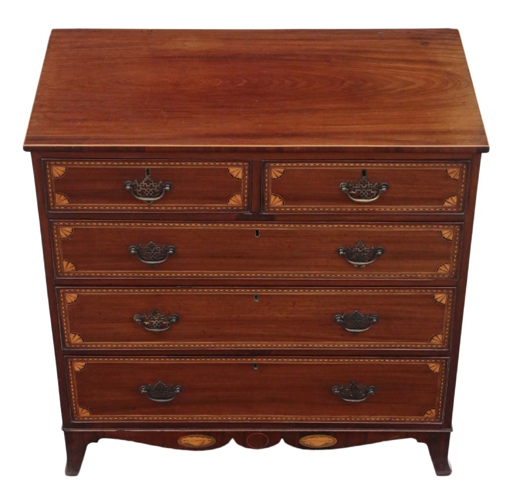 Georgian inlaid mahogany chest of drawers View II