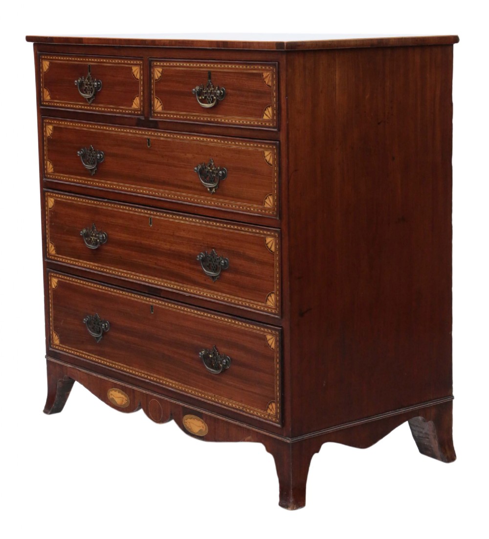 Georgian inlaid mahogany chest of drawers View V