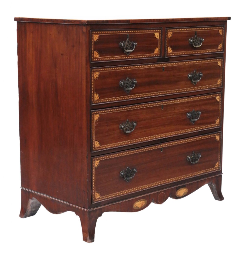 Georgian inlaid mahogany chest of drawers View VI