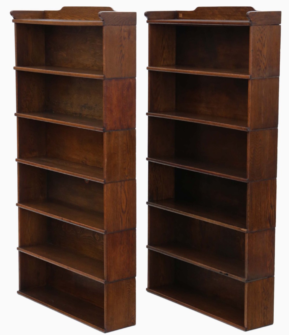 Pair of oak Globe Wernicke stacking bookcases