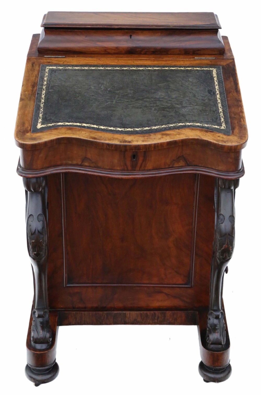 Victorian figured walnut davenport writing table