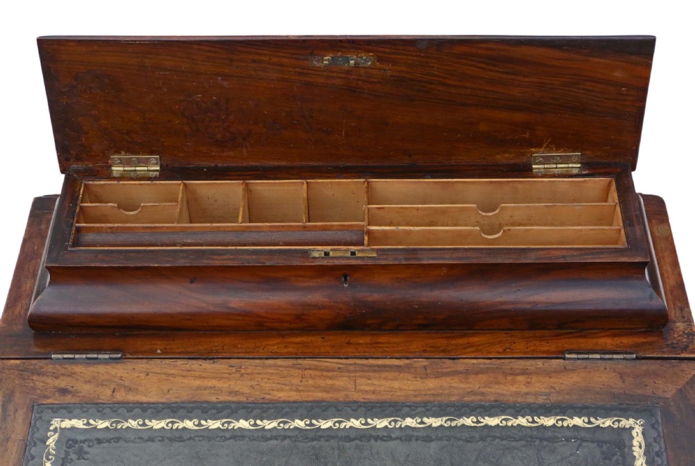 Victorian figured walnut davenport writing table View III