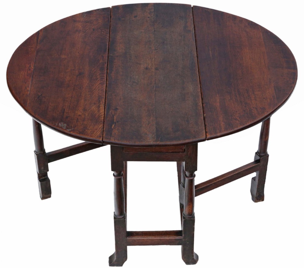 Georgian drop leaf gateleg oak dining table
