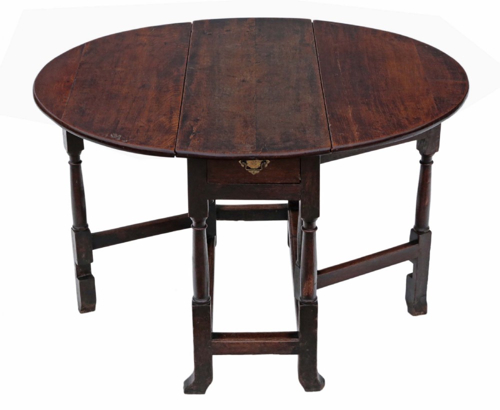 Georgian drop leaf gateleg oak dining table View IV