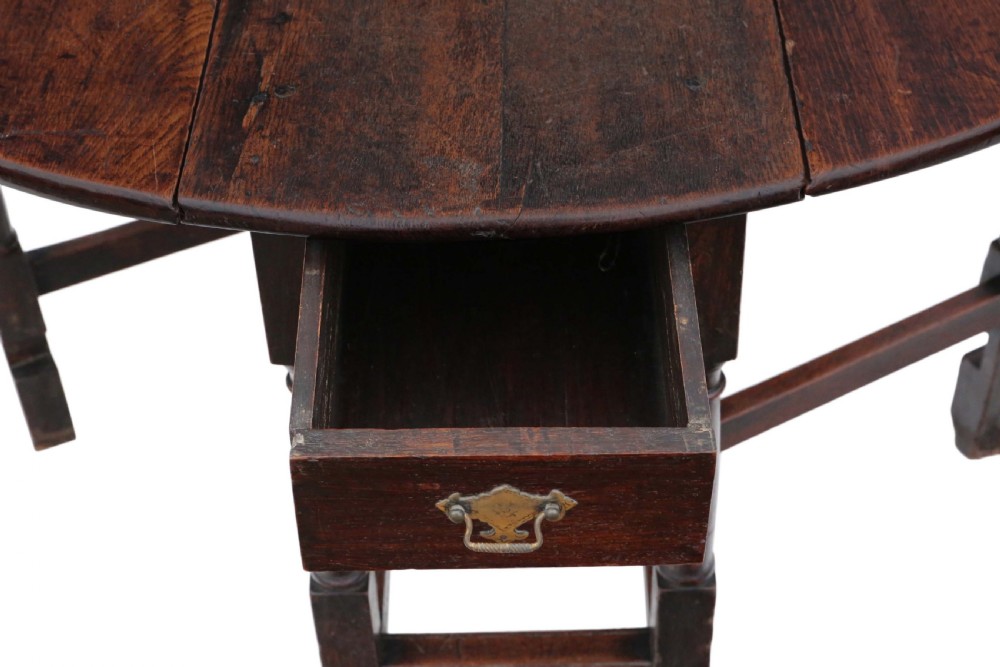 Georgian drop leaf gateleg oak dining table View VII