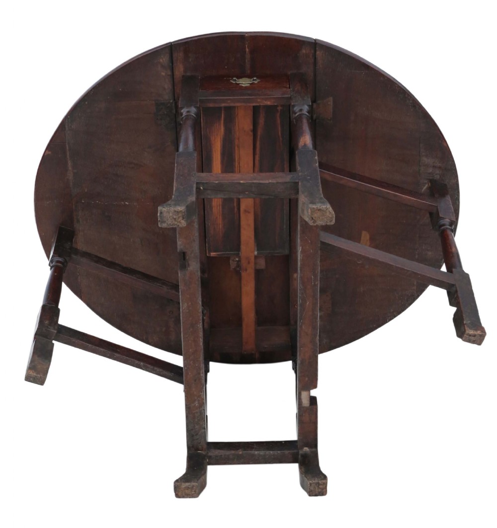 Georgian drop leaf gateleg oak dining table View IX