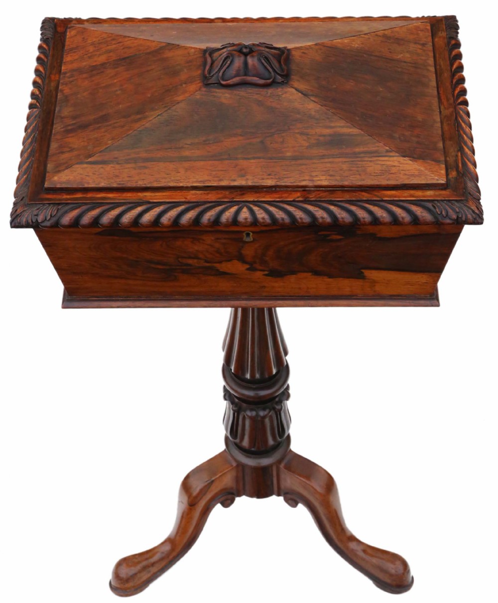 Regency carved rosewood tea ploy