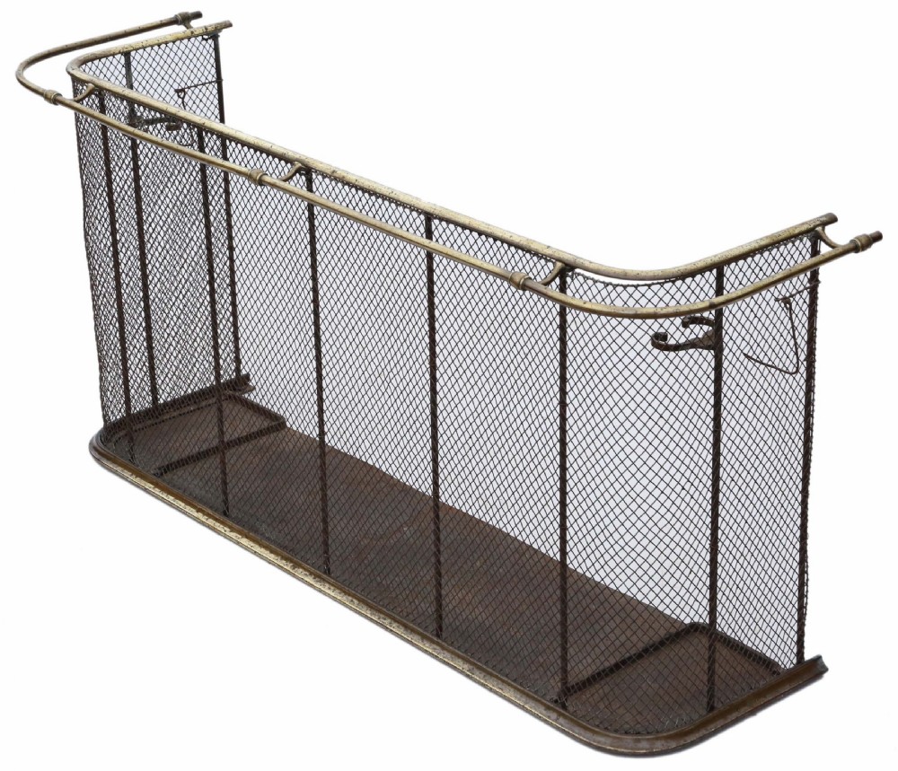 Victorian brass and steel fire screen