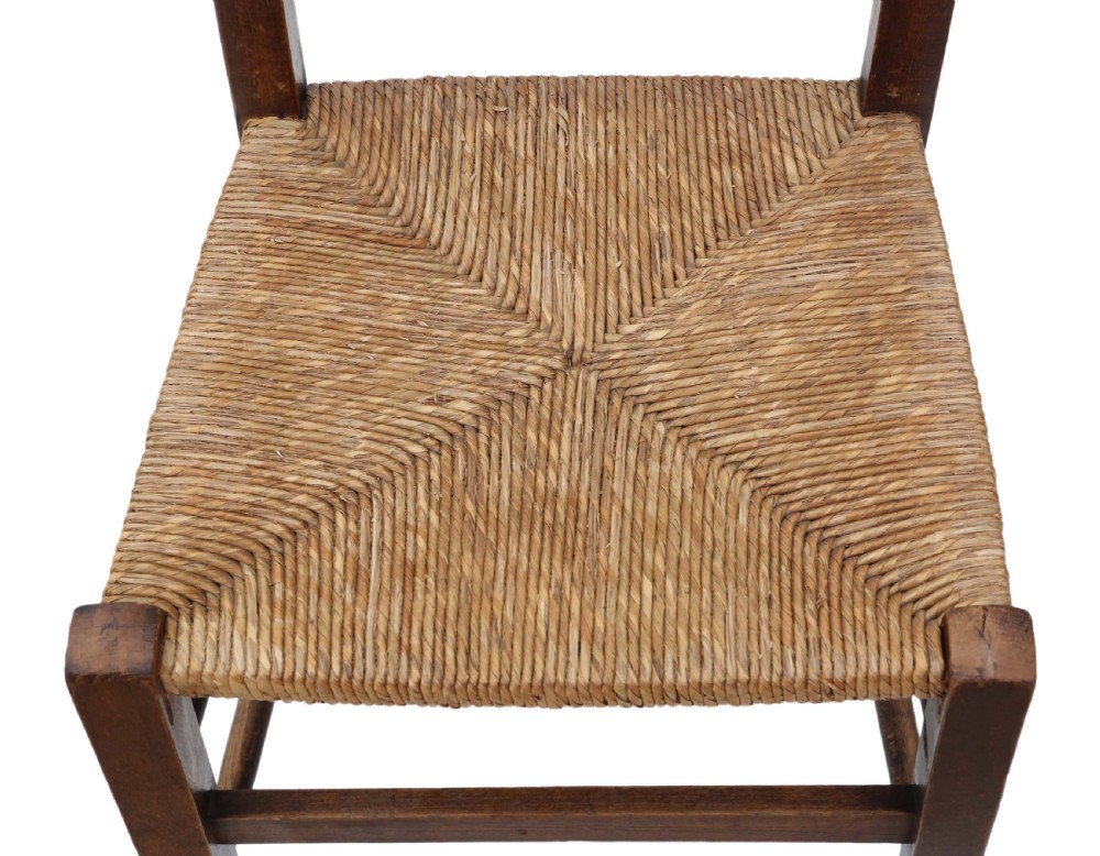 Set of 6 Victorian beech dining chairs rush seats View VII