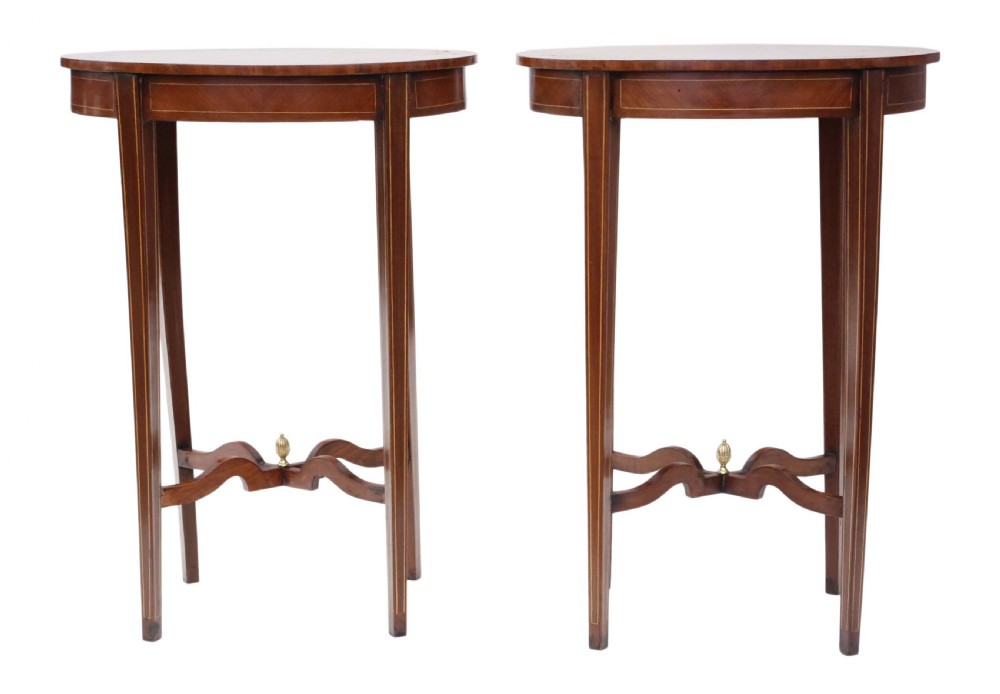 Pair of Edwardian parquetry side tables View III