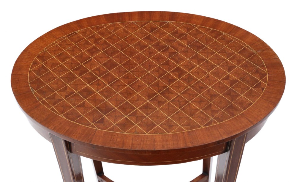 Pair of Edwardian parquetry side tables View V