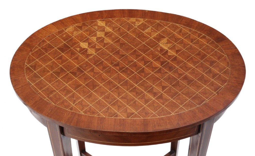 Pair of Edwardian parquetry side tables View VI