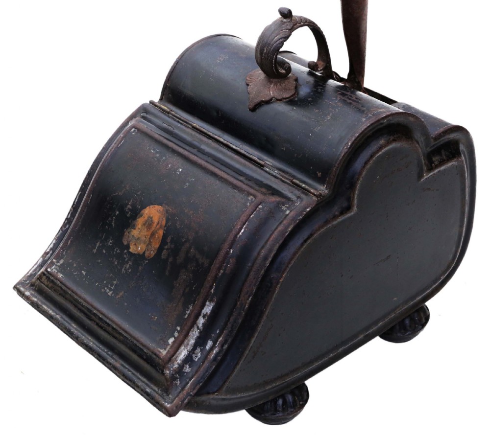 Victorian Japanned steel coal scuttle View II