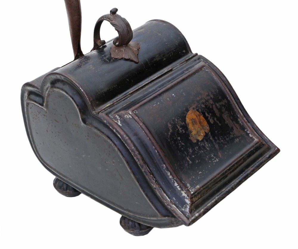Victorian Japanned steel coal scuttle View III