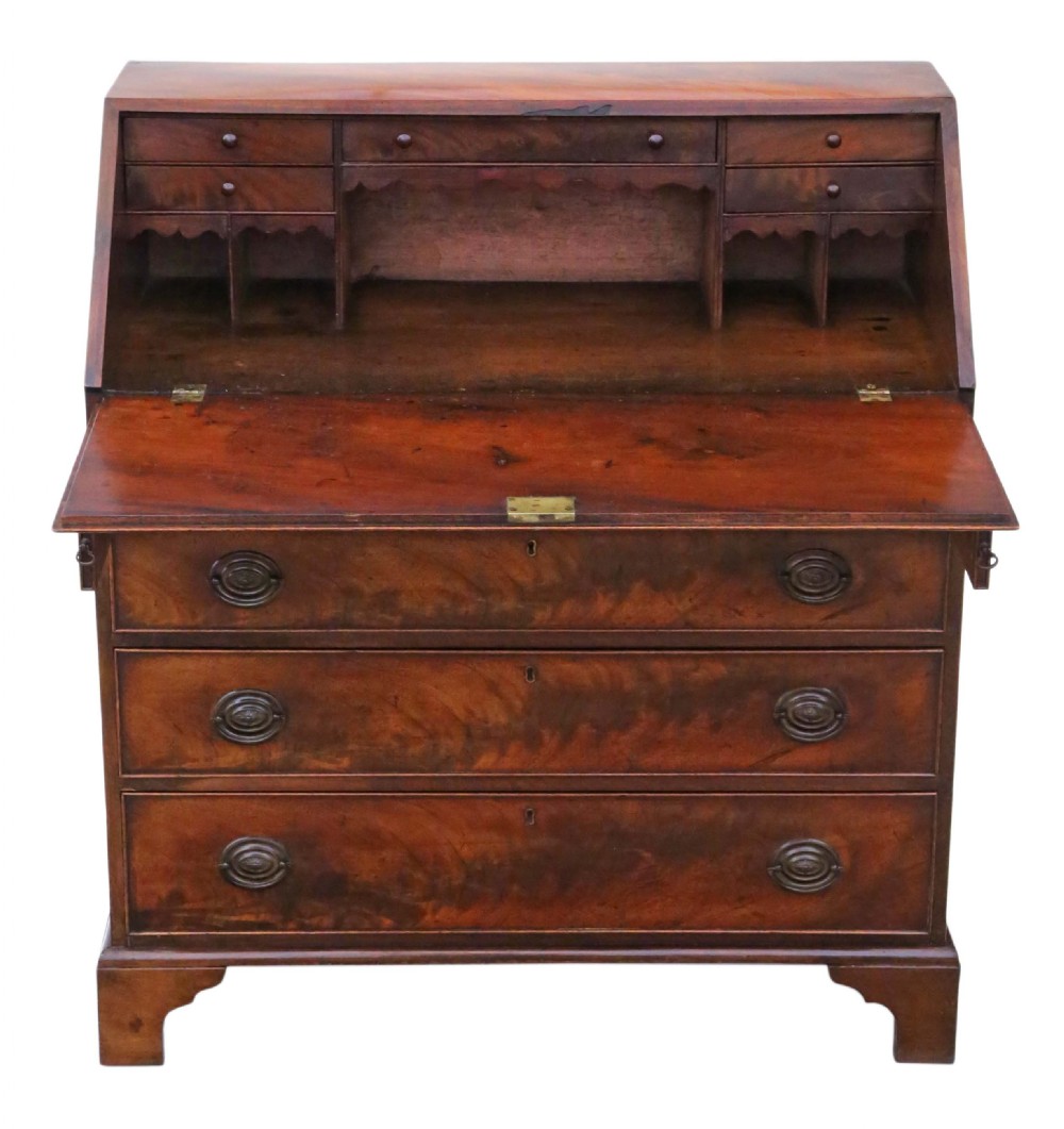 Georgian flame mahogany bureau