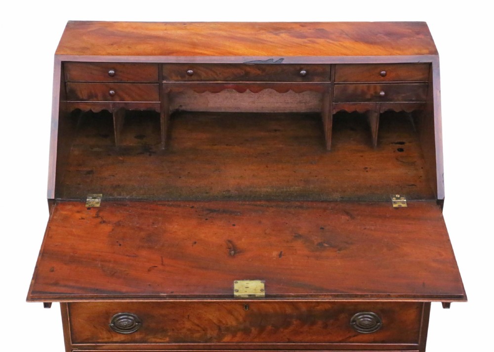 Georgian flame mahogany bureau View III