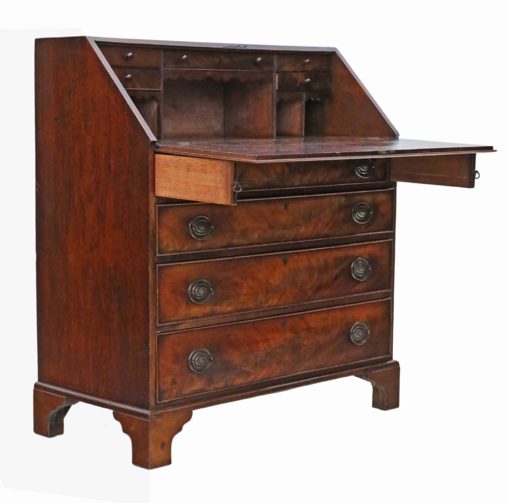 Georgian flame mahogany bureau View V
