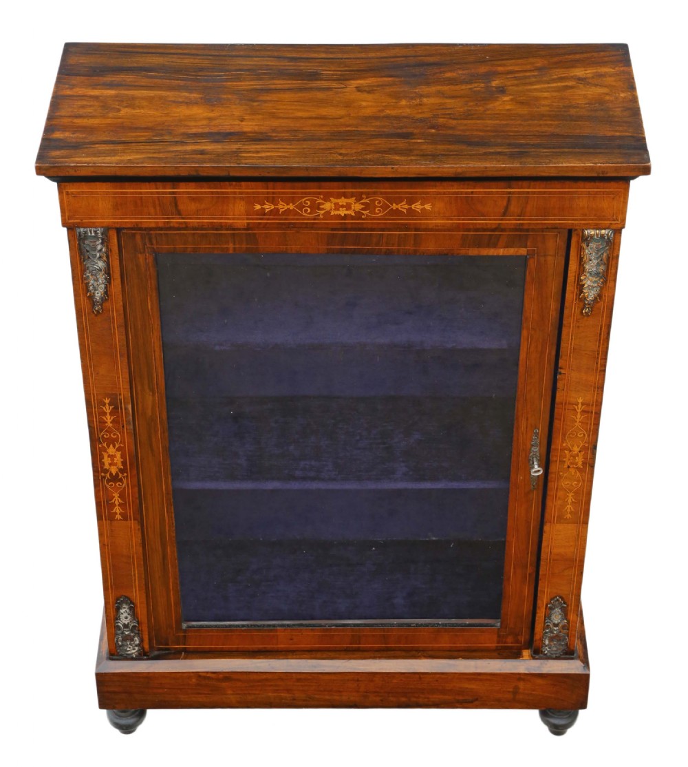 Inlaid burr walnut pier display cabinet View II