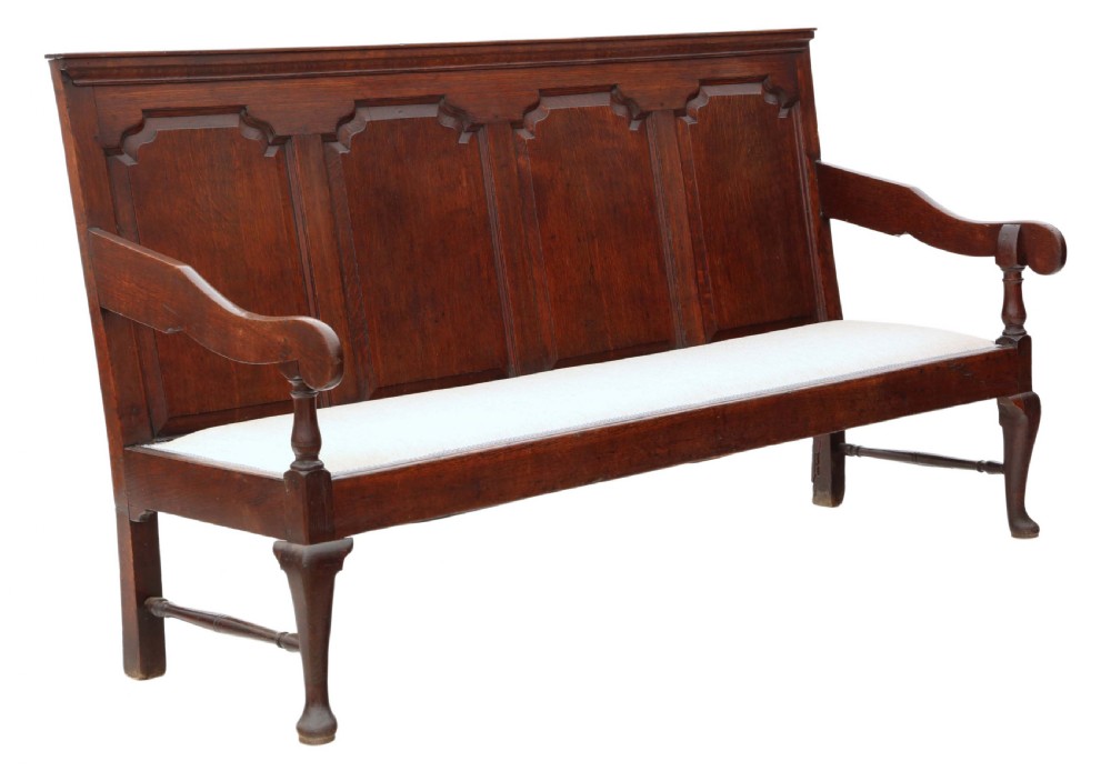 Georgian oak settle bench View VI