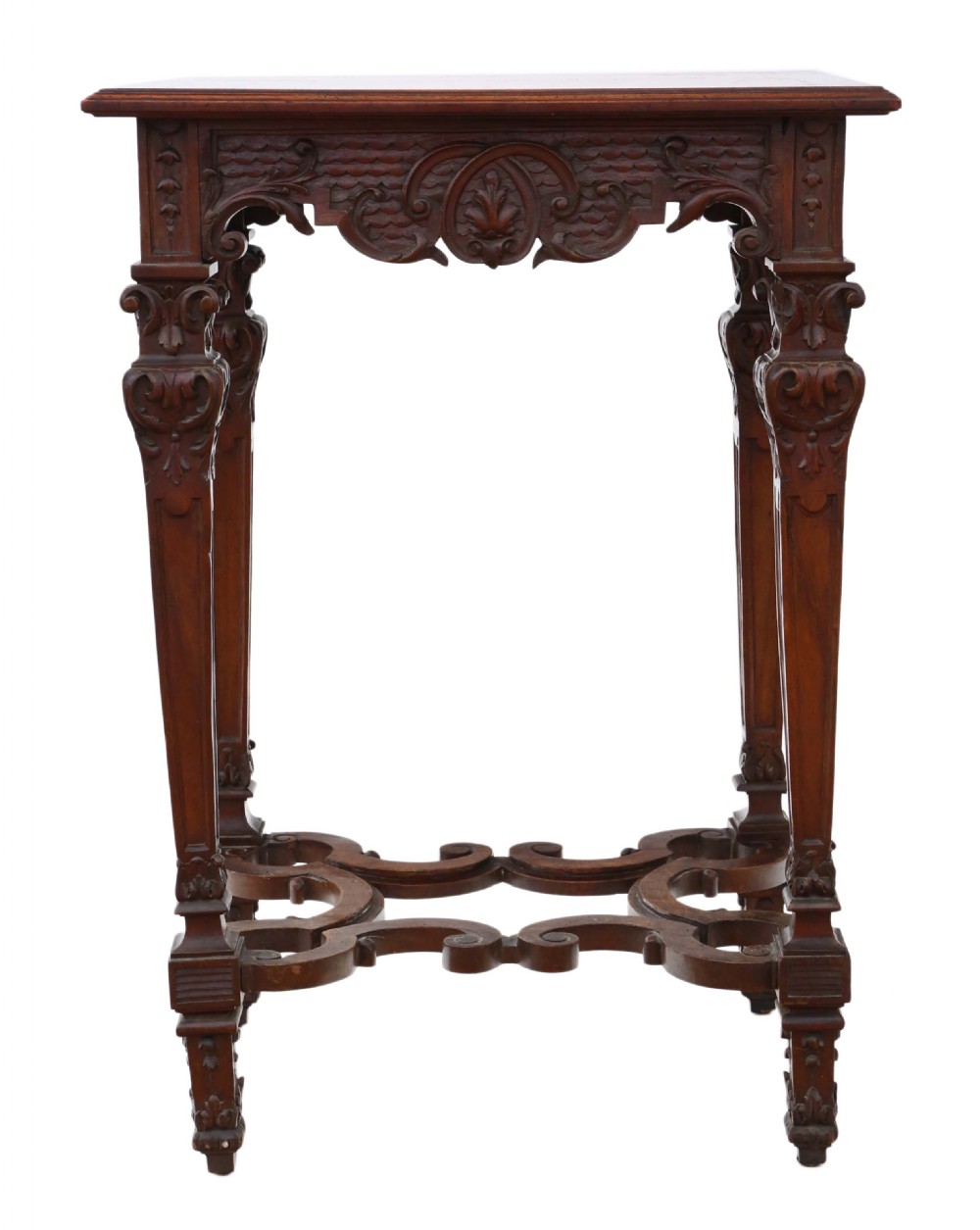 Victorian Gothic carved walnut side table View III