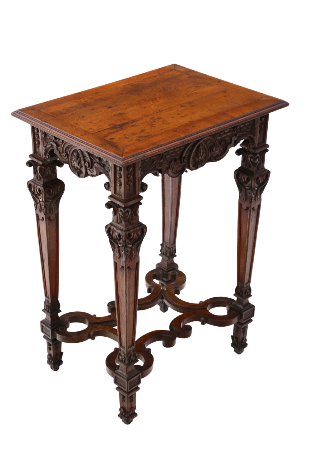 Victorian Gothic carved walnut side table View V
