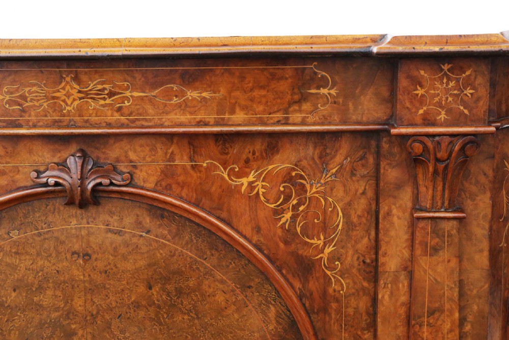 Victorian inlaid burr walnut credenza sideboard View IV