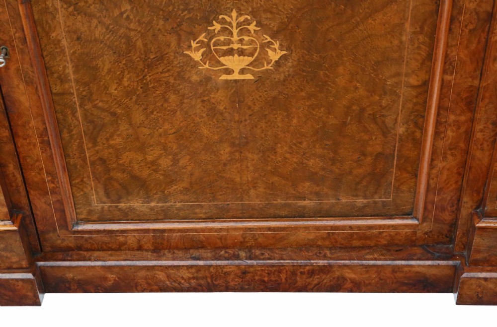 Victorian inlaid burr walnut credenza sideboard View V