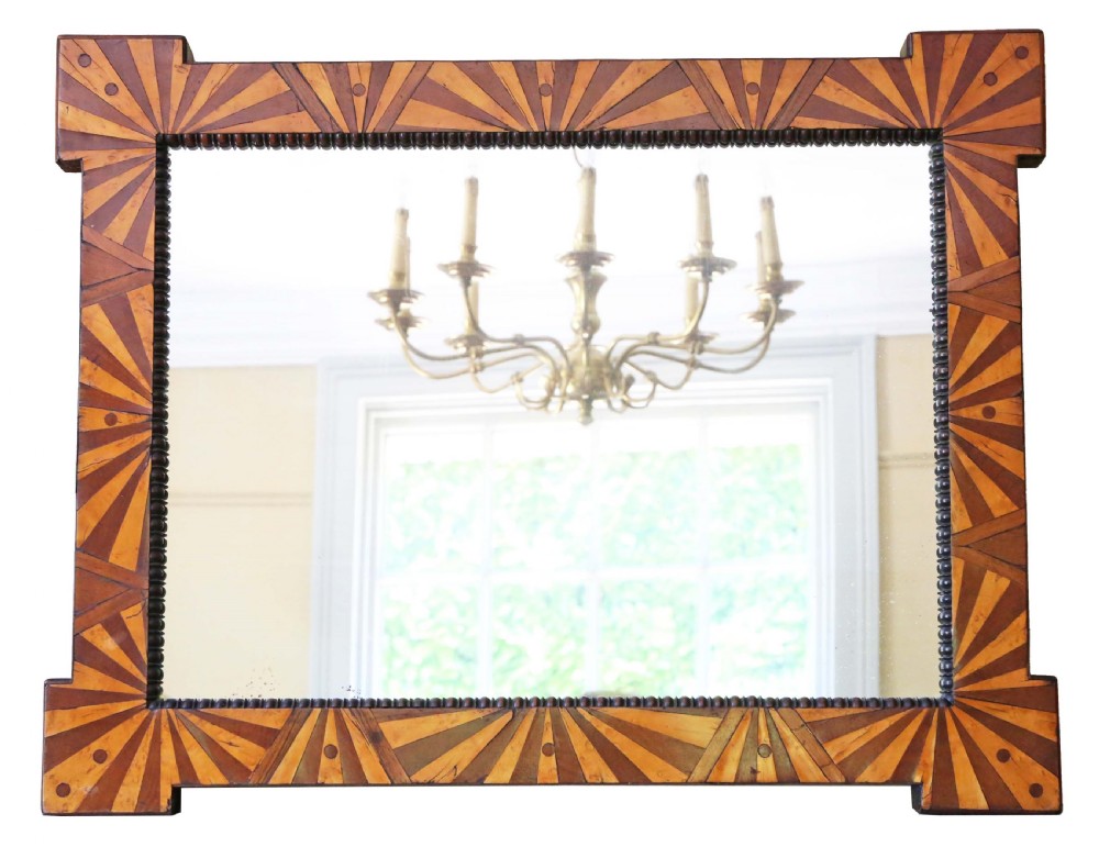 Victorian C1900 parquetry wall mirror