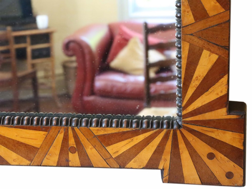 Victorian C1900 parquetry wall mirror View II