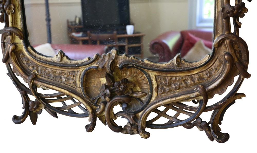 Georgian tall ebonised and gilt hall wall mirror  View II