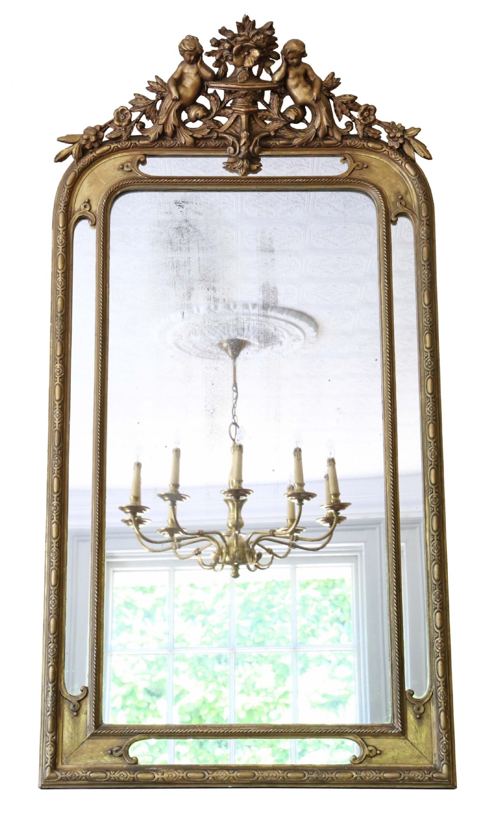 Large Victorian gilt overmantle wall mirror