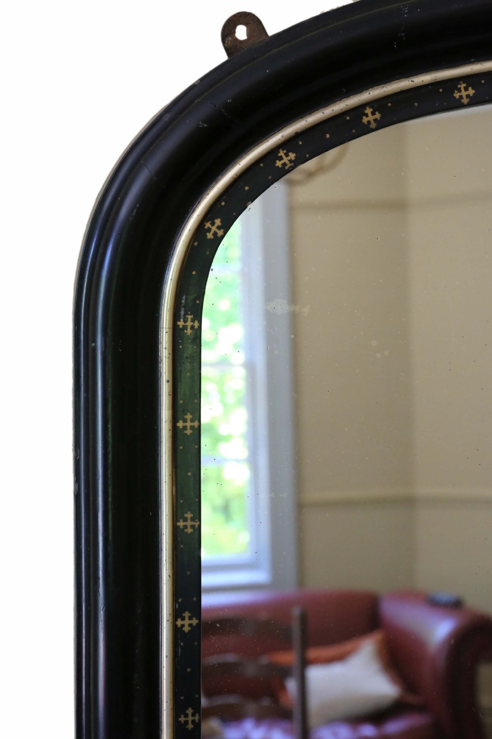 Victorian black lacquer overmantle wall mirror View II