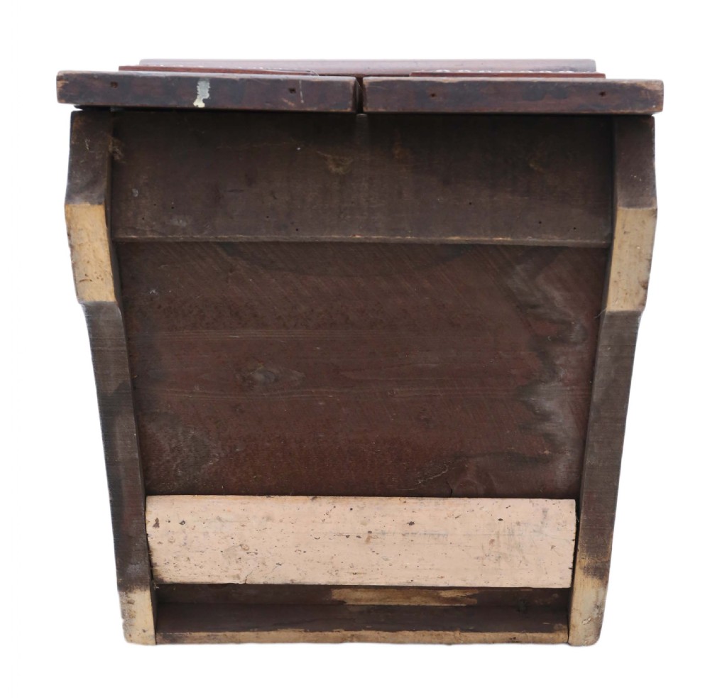 Art Nouveau beech walnut and brass coal scuttle box View VII