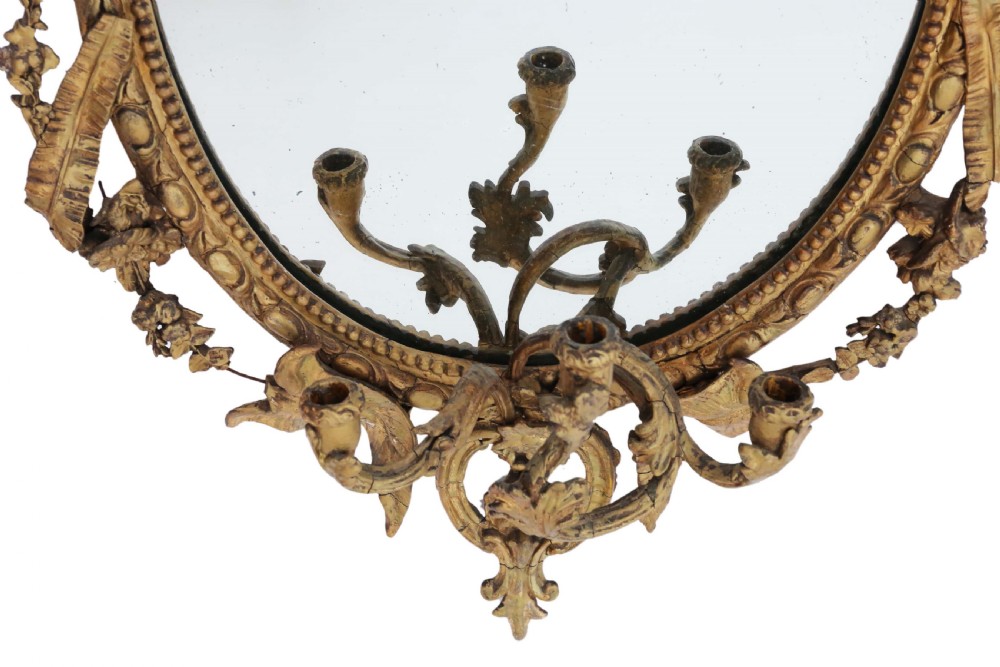 19th Century large gilt girandole wall mirror View IV