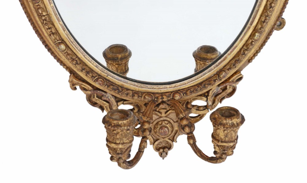 Pair early 19th Century gilt girandole wall mirrors  View V