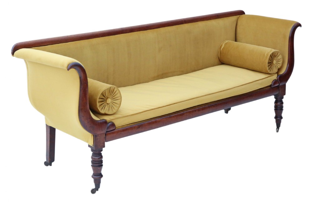Georgian scroll arm sofa chaise longue mahogany View V