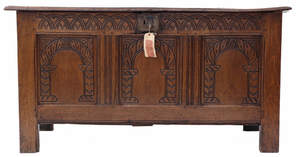 Georgian 18th Century carved oak coffer