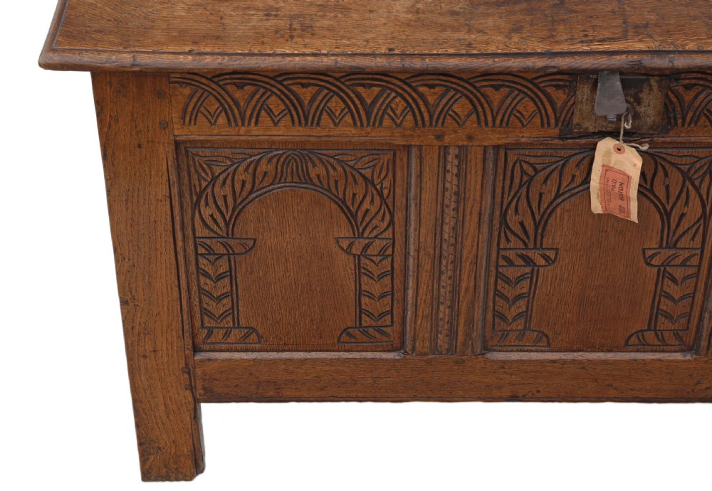 Georgian 18th Century carved oak coffer View V