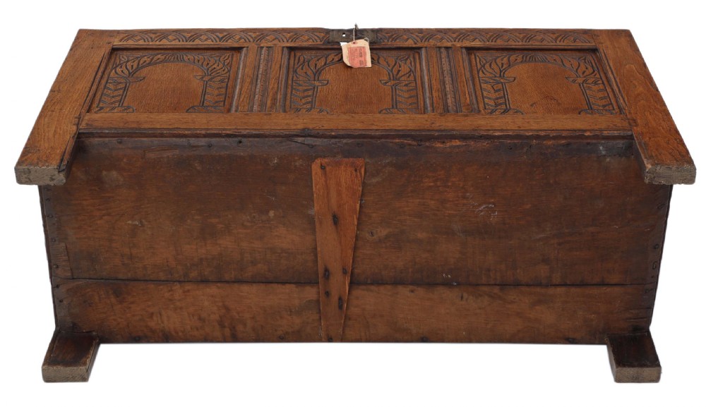 Georgian 18th Century carved oak coffer View VI