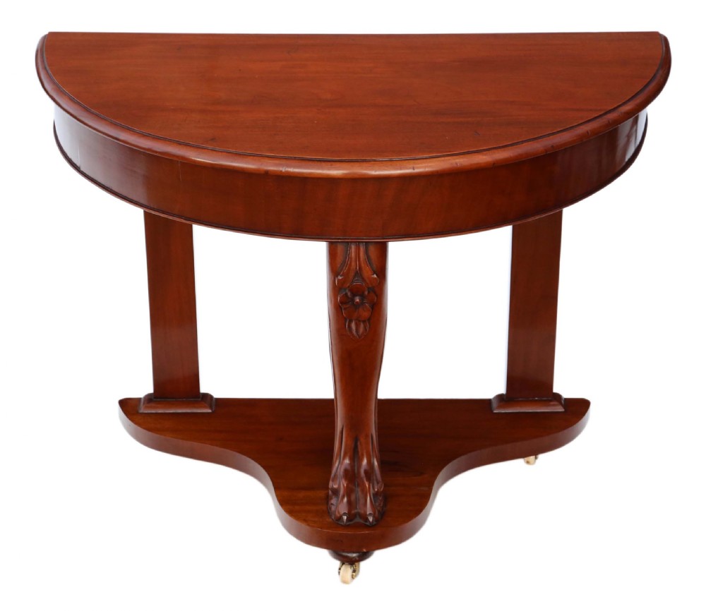 Victorian mahogany demi-lune console table  View II